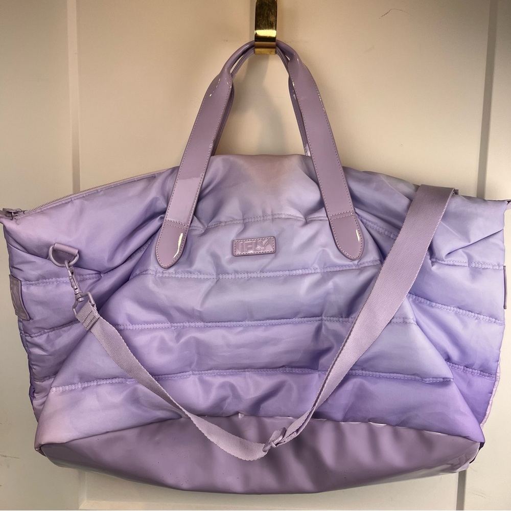ifly Weekender Travel Bag Pastel Sky Purple Puffer Luggage Pass Through